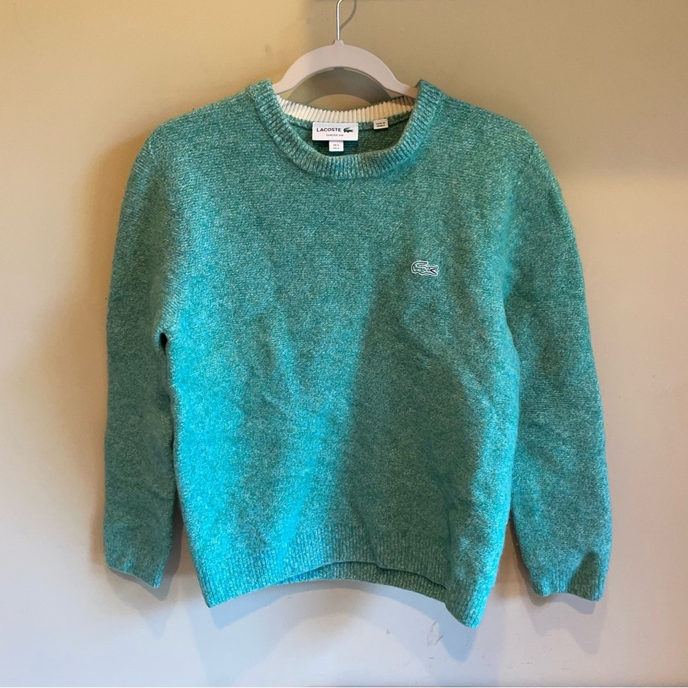 Lacoste Merino Wool Sweater Thick Green Large on tag - Women’s size small really